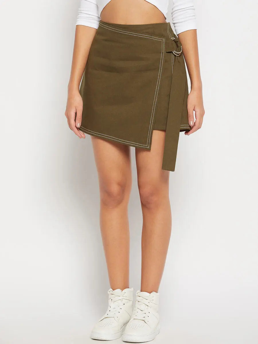 winered-women-olive-mini-wrap-skirt-with-adjuster