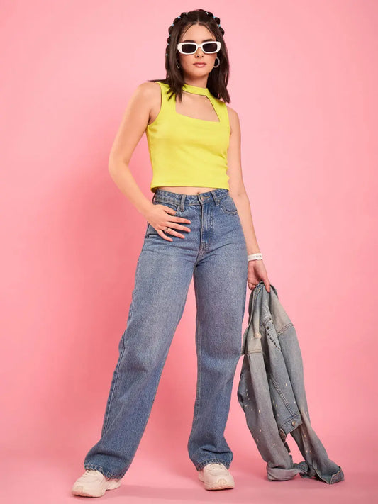 lime-cut-out-high-neck-crop-top