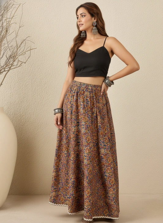 Women Printed Cotton Maxi Skirt