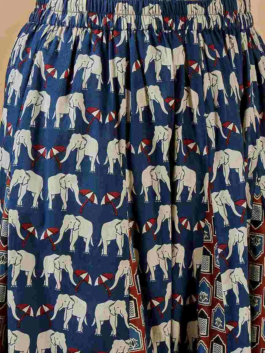 winered-printed-godet-flared-skirt