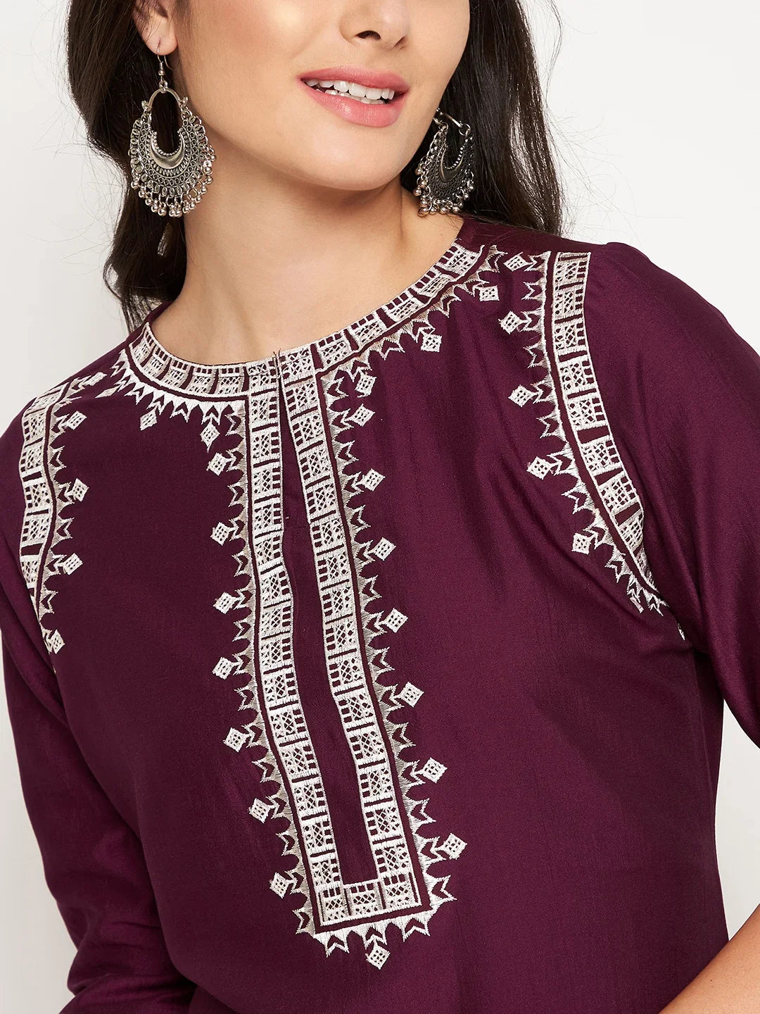 winered-wine-rayon-embroidered-kurta-and-pant-set