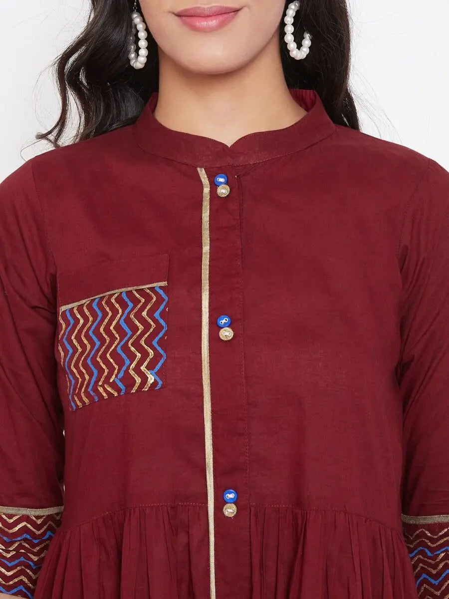 winered-maroon-flared-cotton-printed-kurta