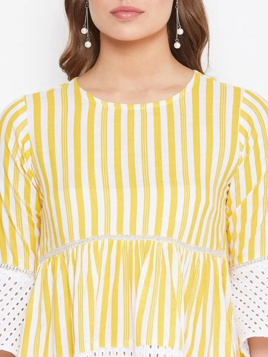 winered-yellow-striped-rayon-empire-waist-top