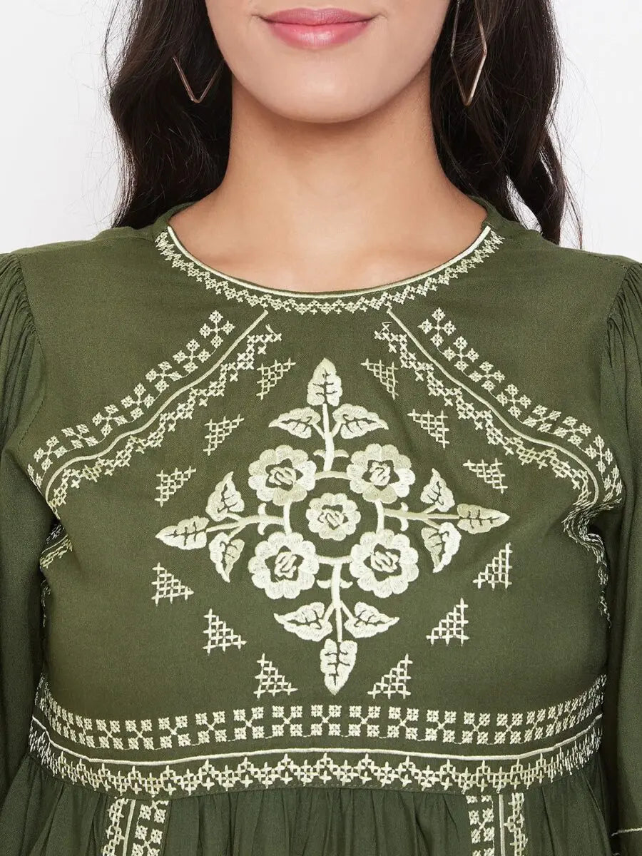 winered-green-embroidered-rayon-regular-top