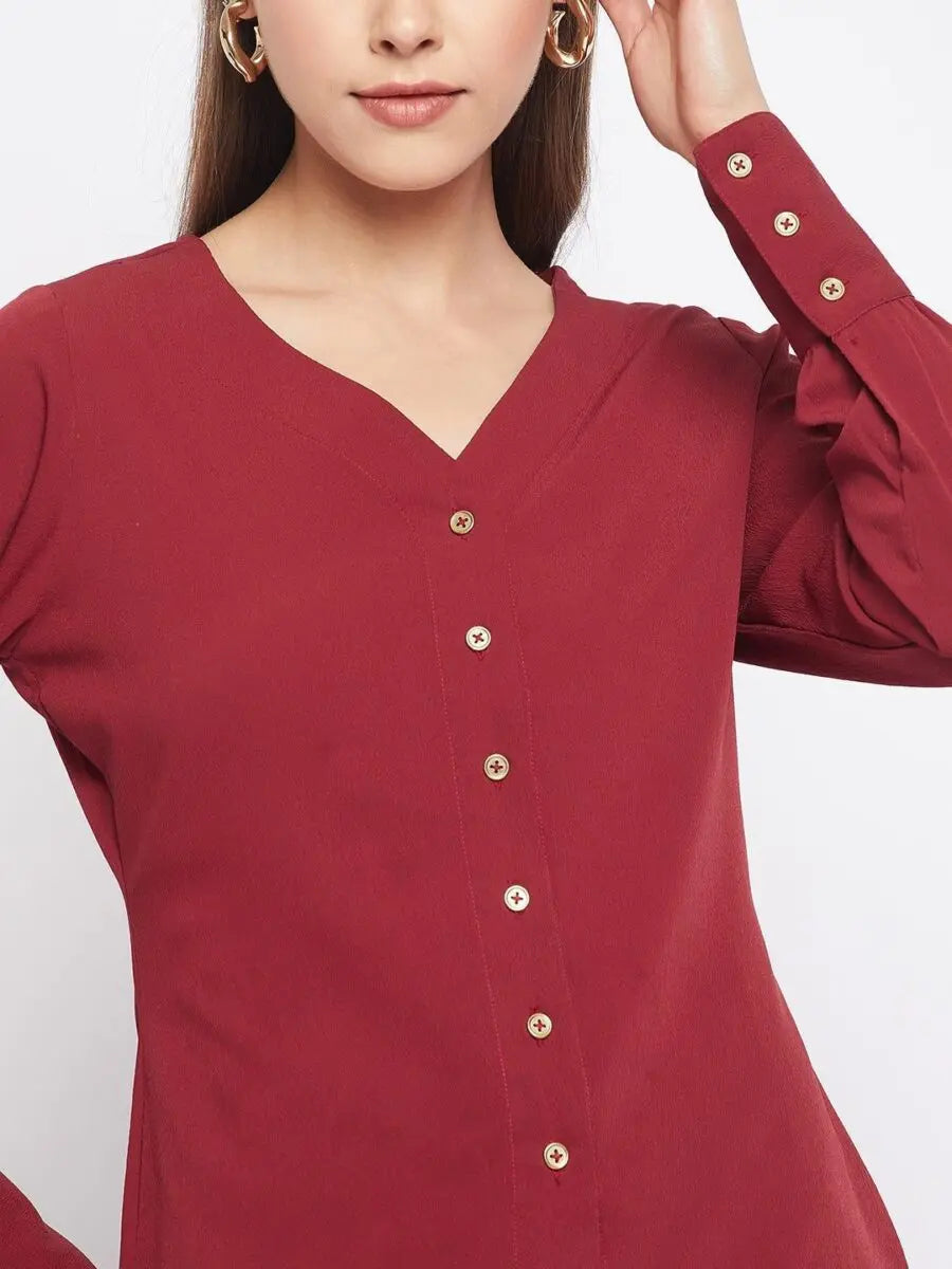 winered-maroon-solid-polyester-shirt-style-top