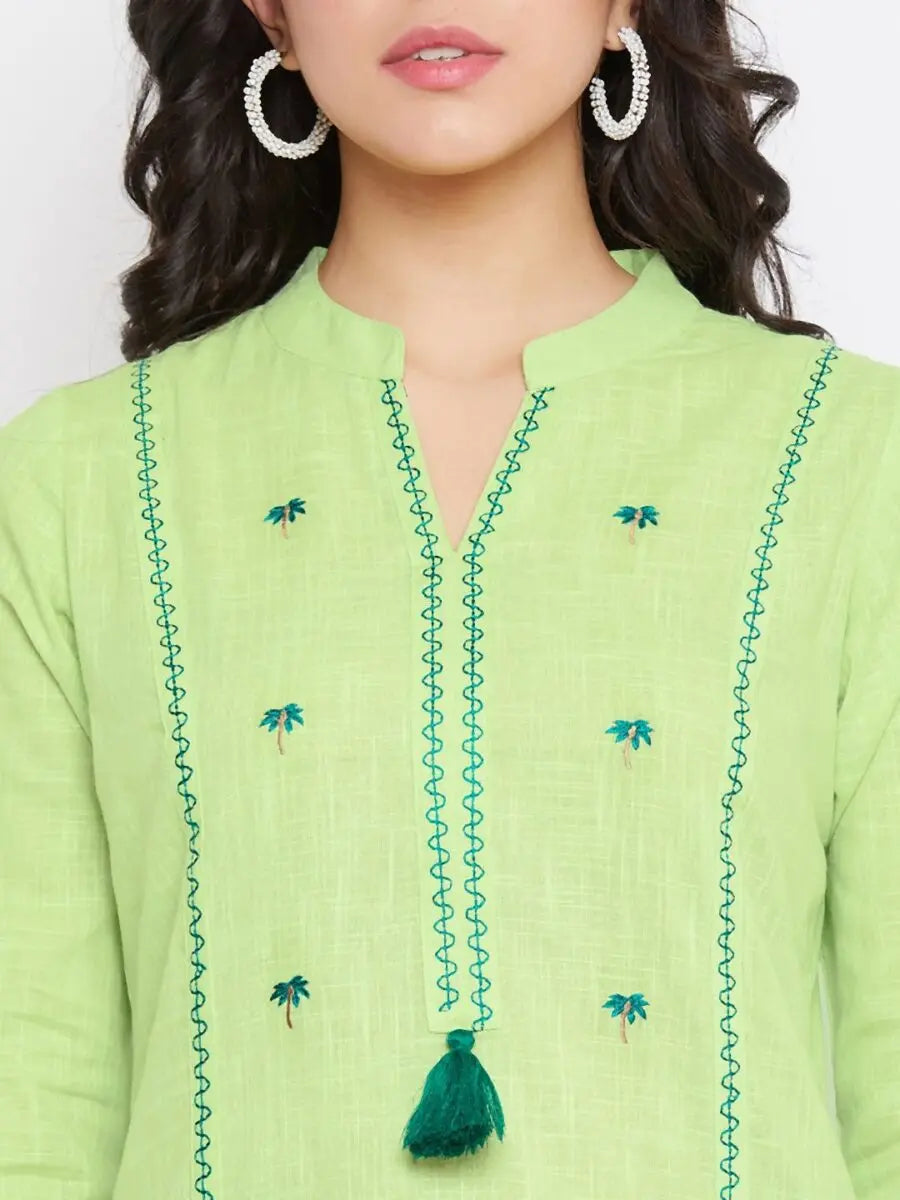winered-light-green-straight-cotton-embroidered-kurta