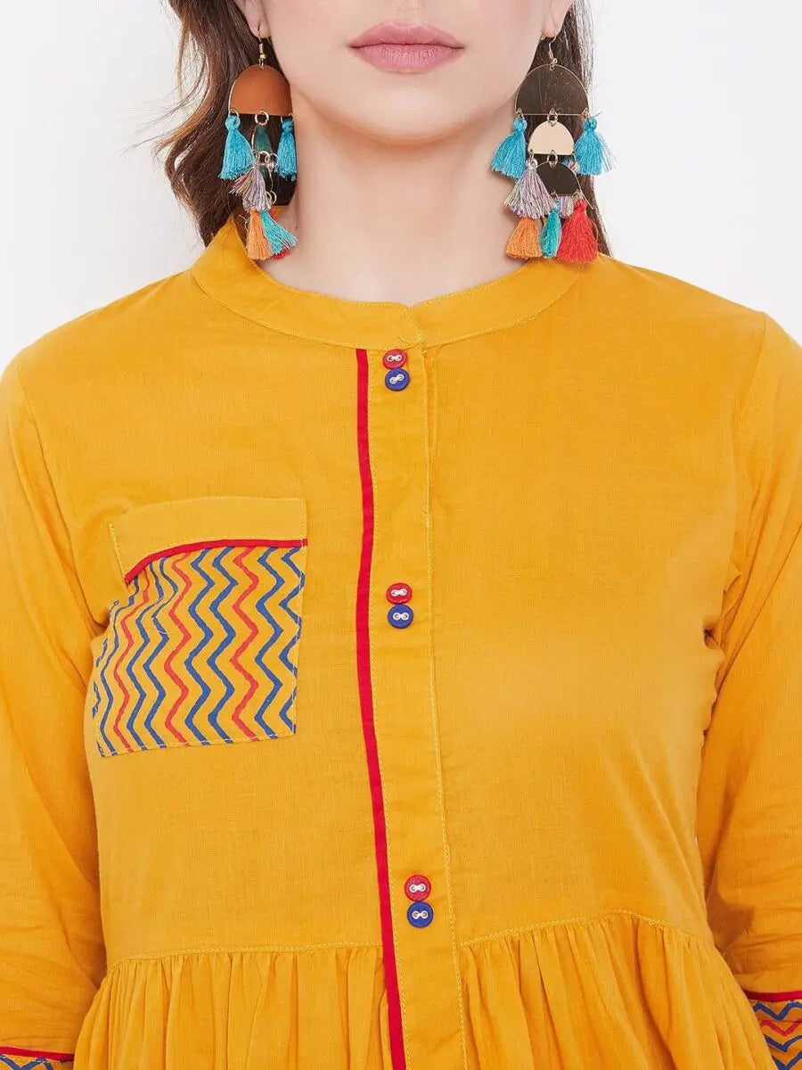 winered-yellow-flared-cotton-block-printed-kurta