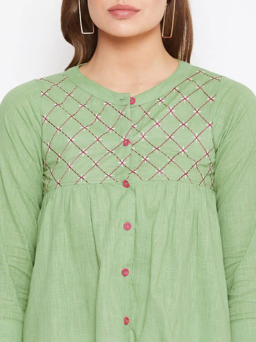 winered-green-embroidered-cotton-shirt-style-top