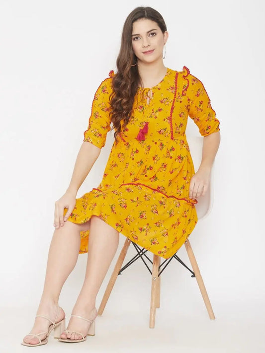 winered-yellow-a-line-rayon-floral-print-dress