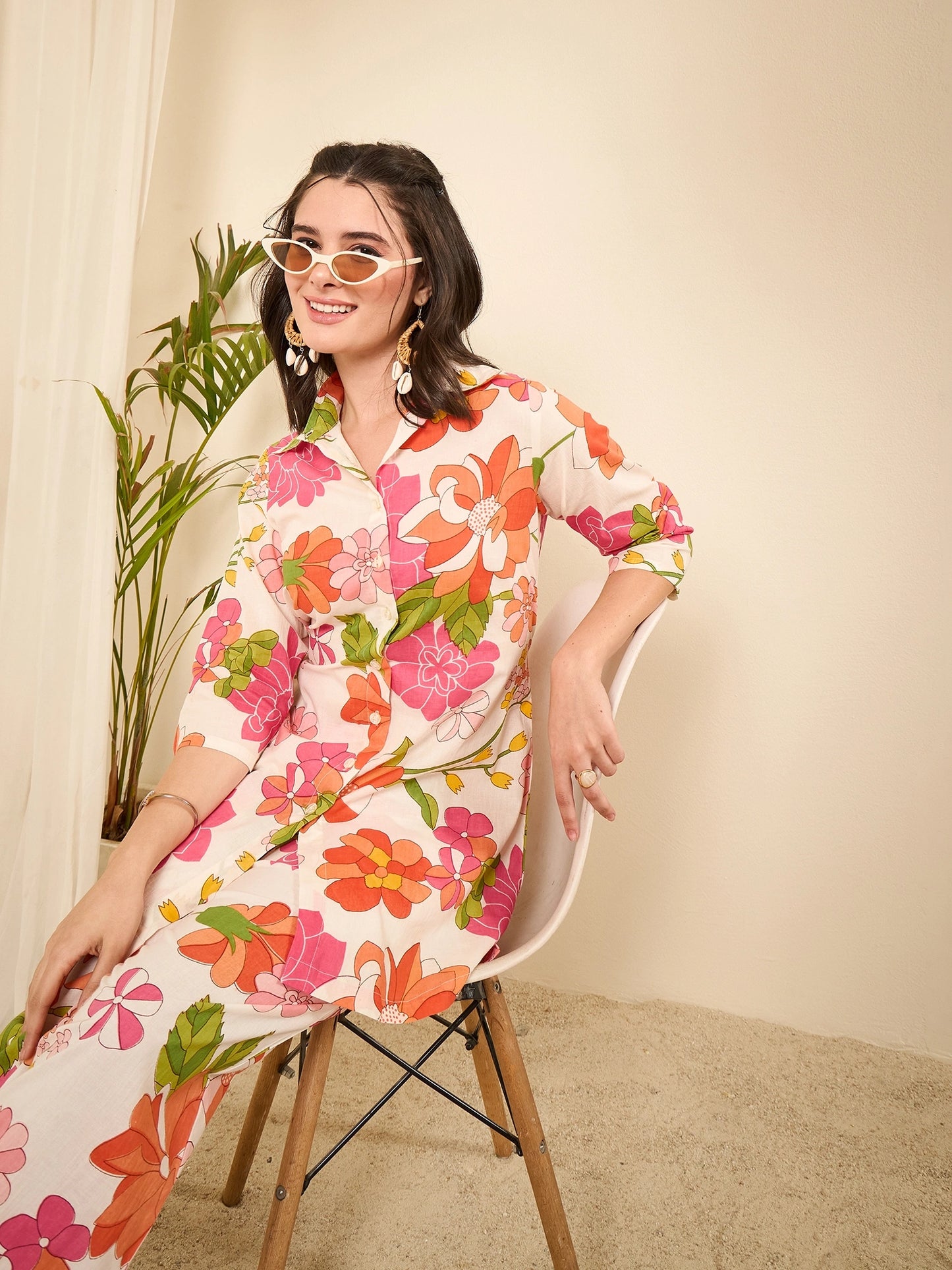 women-cotton-floral-hi-low-co-ord-set