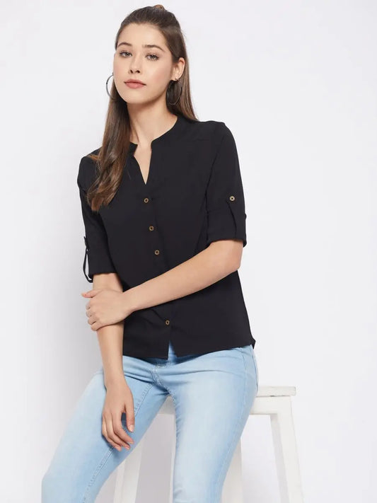 winered-black-solid-polyester-shirt-style-top