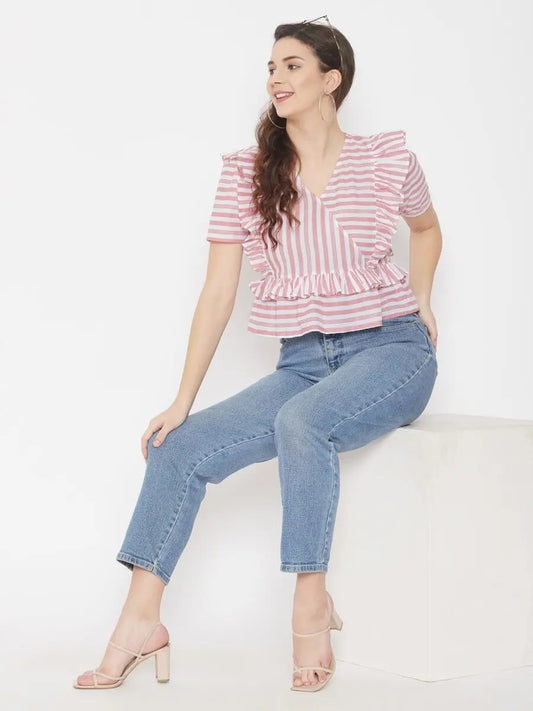 winered-pink-cotton-striped-top