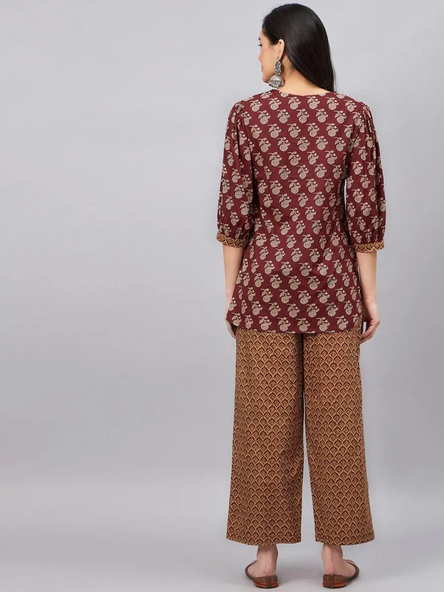 winered-woman-maroon-cotton-co-ord-set