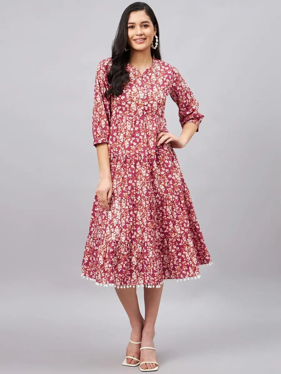 winered-women-pink-floral-printed-fit-flare-dress