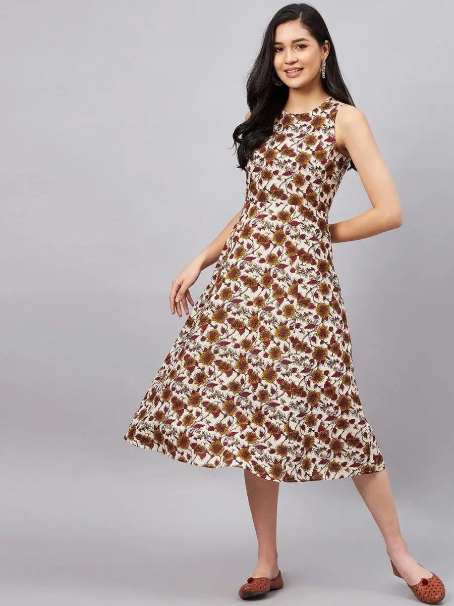 winered-women-beige-floral-printed-a-line-dress