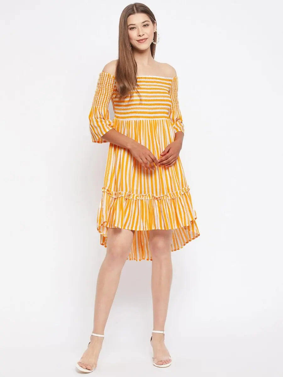 winered-women-yellow-striped-smocking-off-shoulder-dress