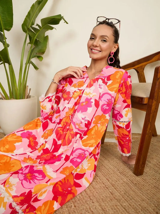 winered-woman-pink-floral-print-scalloped-aymmetric-hem-floral-co-ord-sets