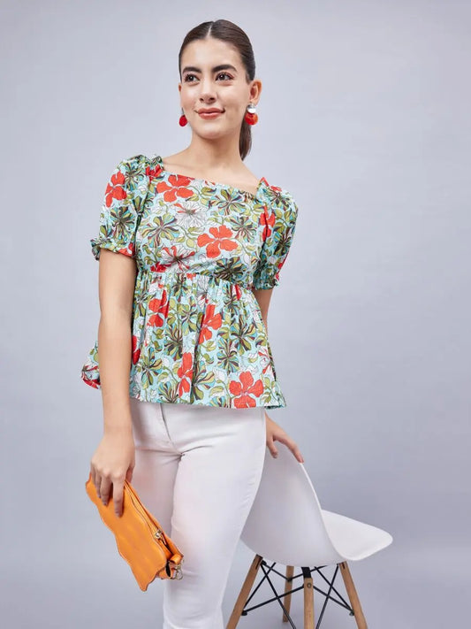 winered-women-sky-blue-printed-back-tie-up-top