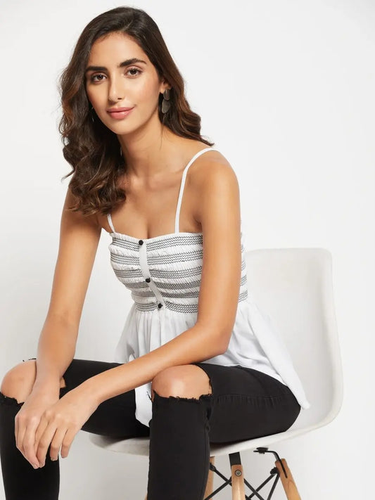 winered-ruched-neck-contrast-smocking-top-for-girls