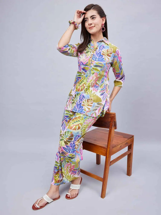 winred-woman-multicolour-printed-collared-neck-co-ord-set
