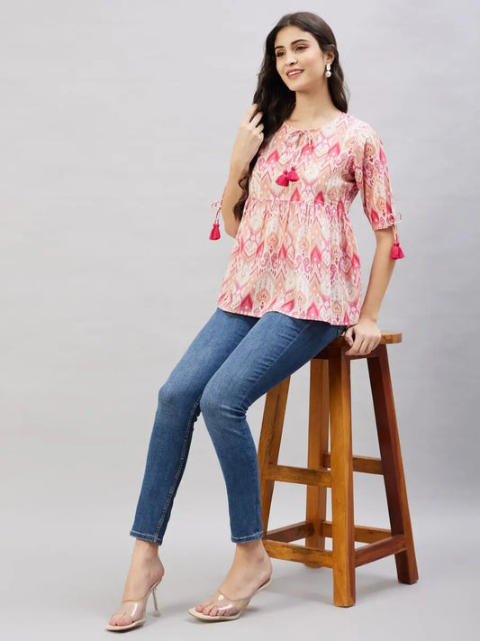 winered-women-pink-geometric-print-top-w-d-tassels-at-neck-sleeve