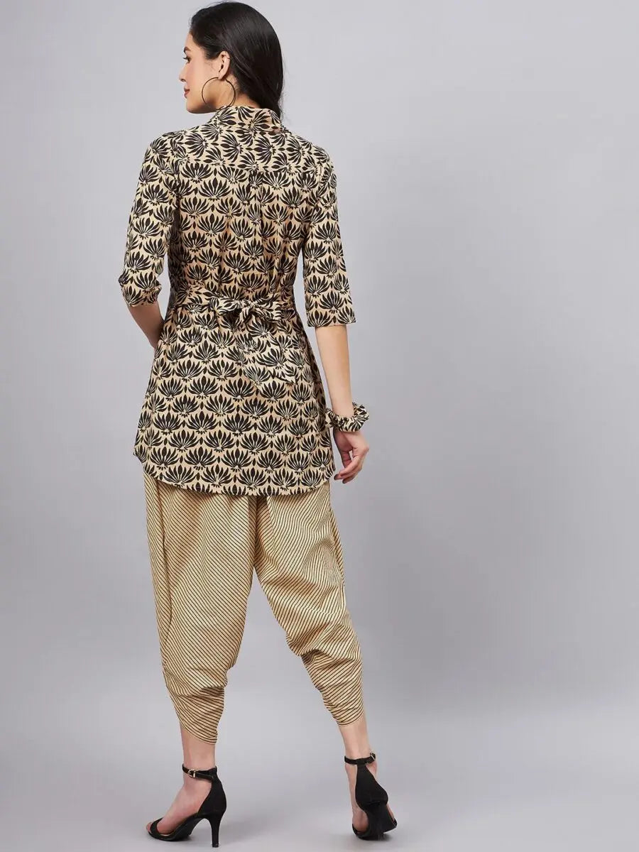 winered-women-beige-and-black-tulip-pant-co-ord-set-with-scrunchie