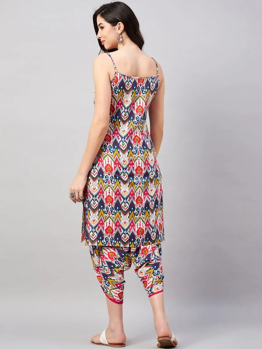 winered-woman-multi-coloured-print-strap-kurta-dhoti-co-ord-set