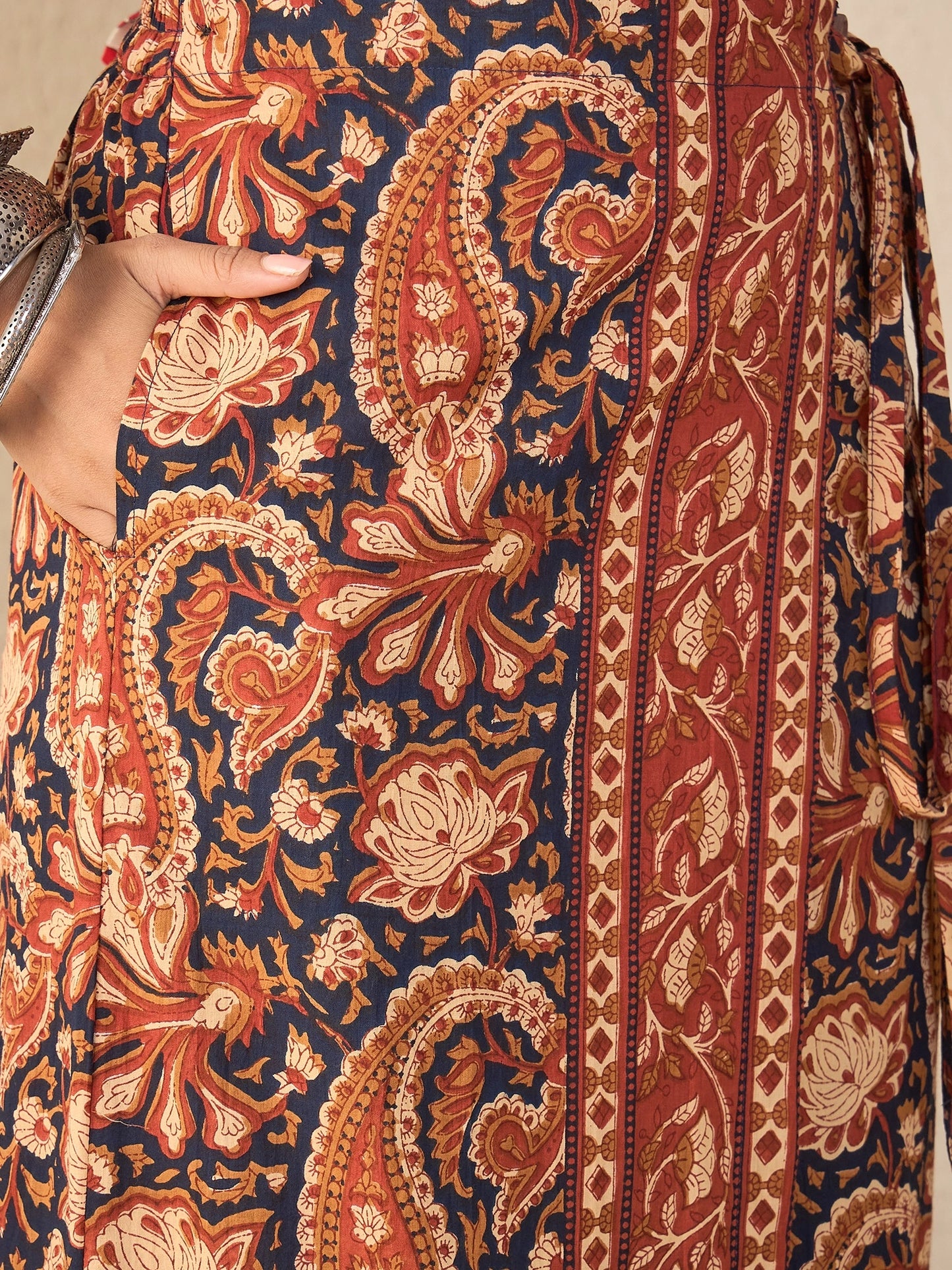 Women's Ethnic Printed Sleeveless Crop Shirt & Tie-Up Wrap Skirt Set