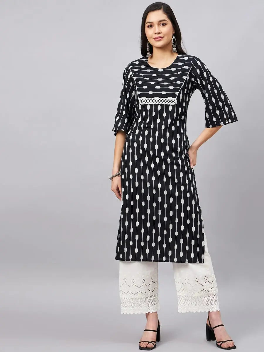 winered-women-black-ikat-print-kurta