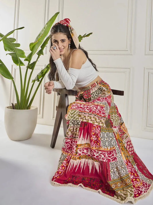 winered-women-longline-tiered-skirt