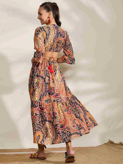 winered-women-navy-blue-paisley-print-waist-cut-out-midi-dress