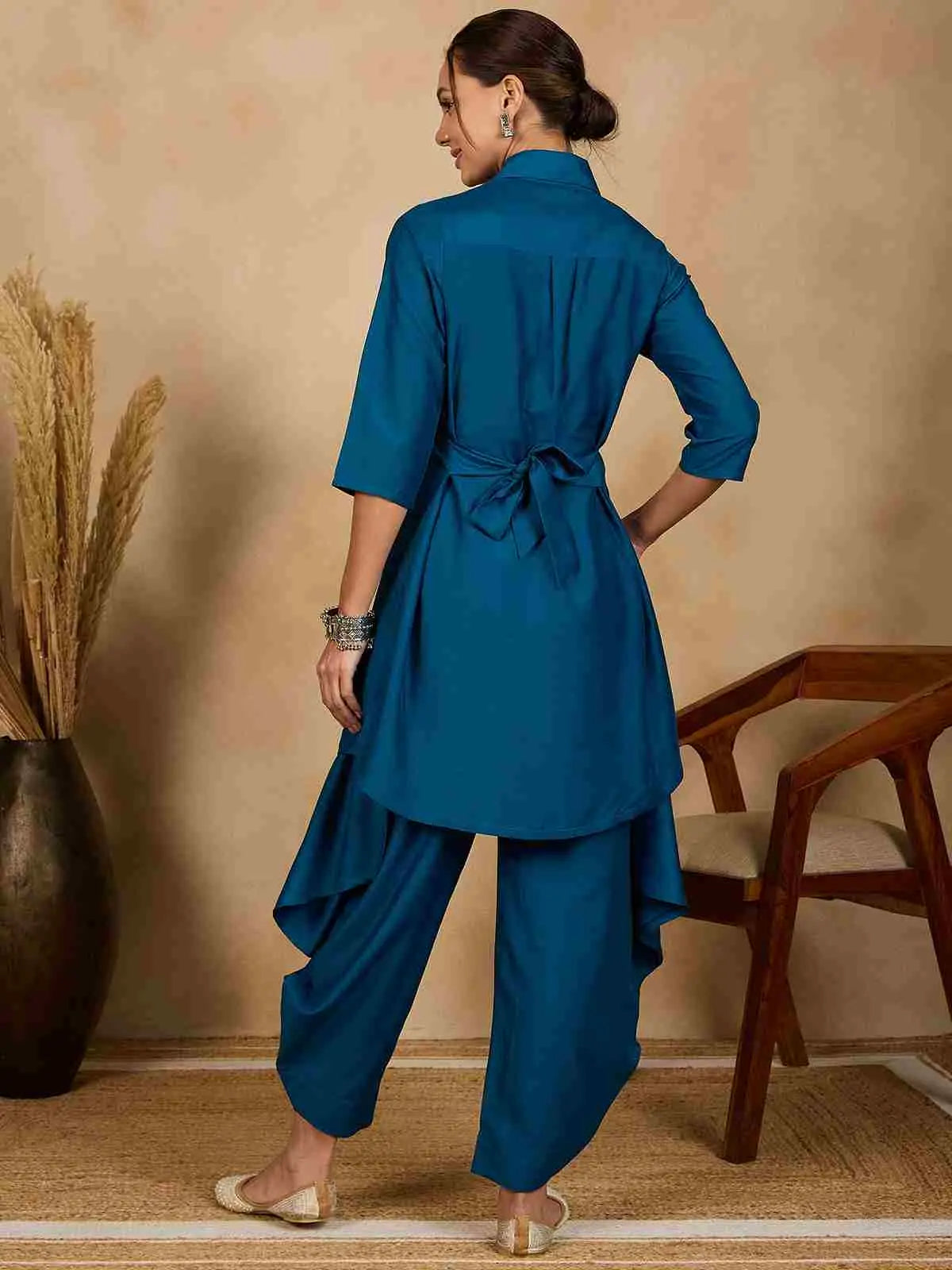 blue-embroidered-stitched-tunic-with-harem-salwar-co-ord-set-for-women