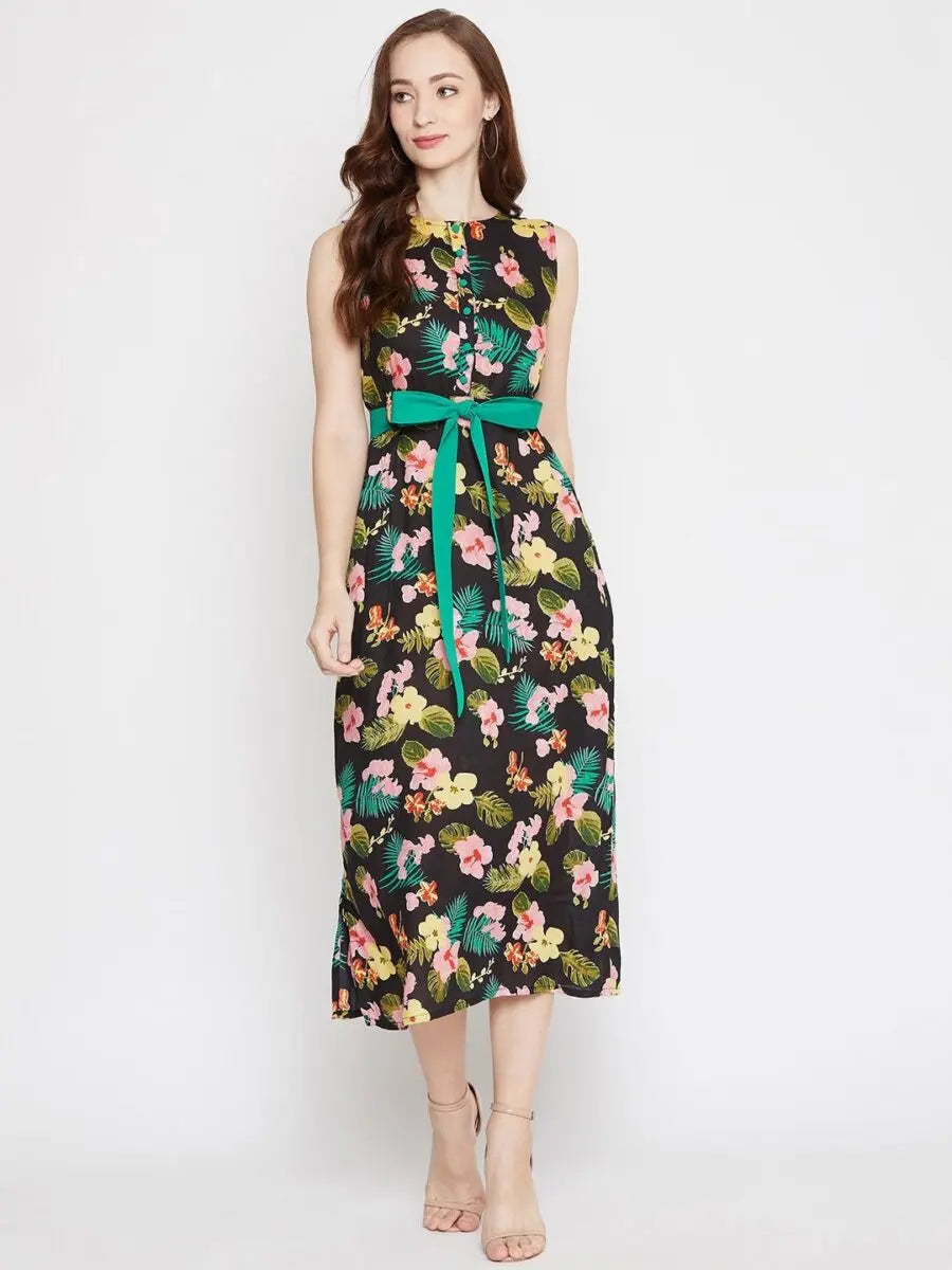 winered-black-a-line-rayon-floral-print-dress