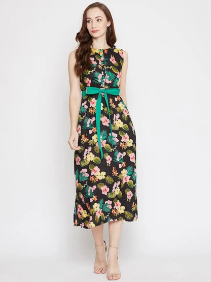 winered-black-a-line-rayon-floral-print-dress