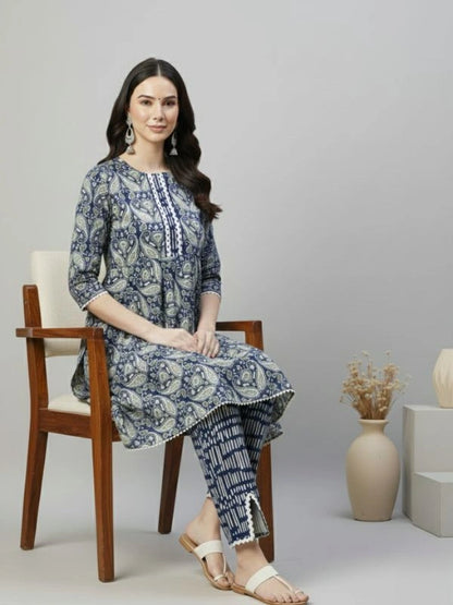 Women's Indigo Ethnic Coord Set
