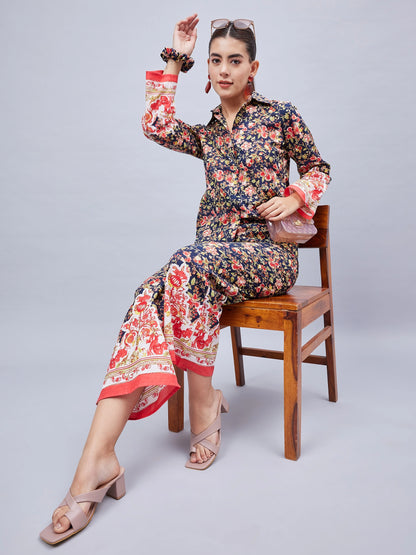 winered-women-navy-blue-border-print-co-ord-set