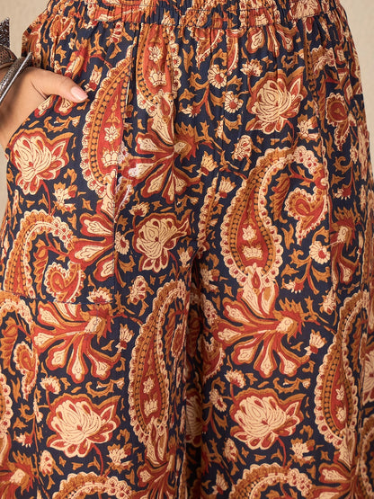 Women Rust Paisley print Hi-Low Coord Set
