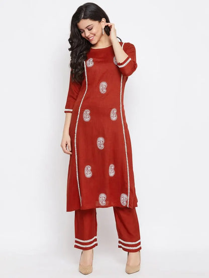 winered-maroon-straight-rayon-paisly-embroidered-kurta-and-palazzo-set