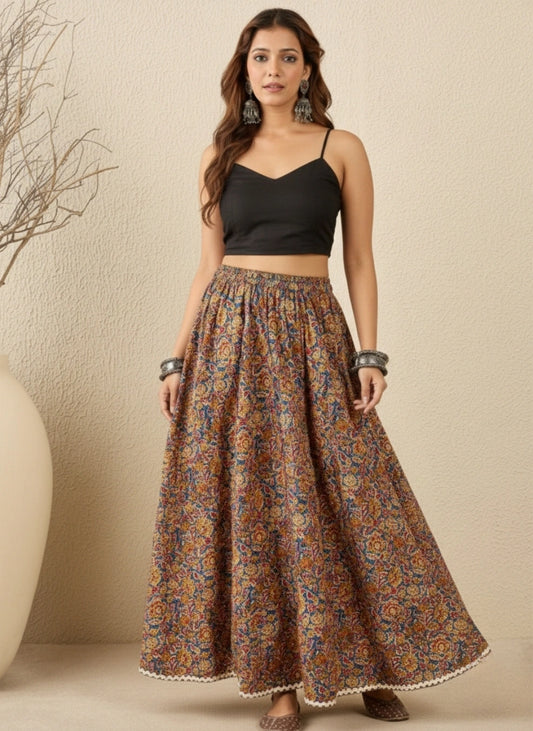 Women Printed Cotton Maxi Skirt