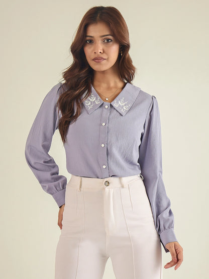 winered-women-lavender-collared-shirt-with-contrast-embriodery