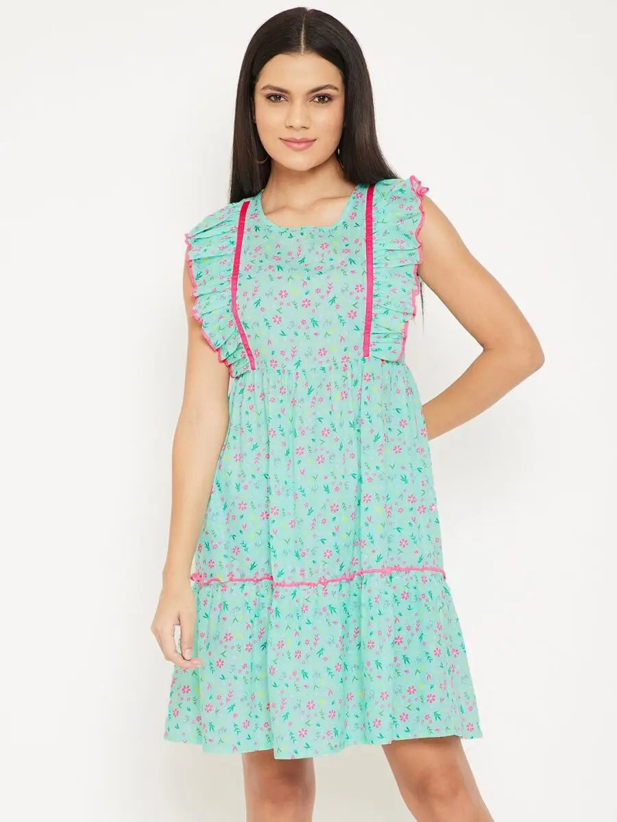 winered-mint-green-ruffled-cotton-floral-print-dress