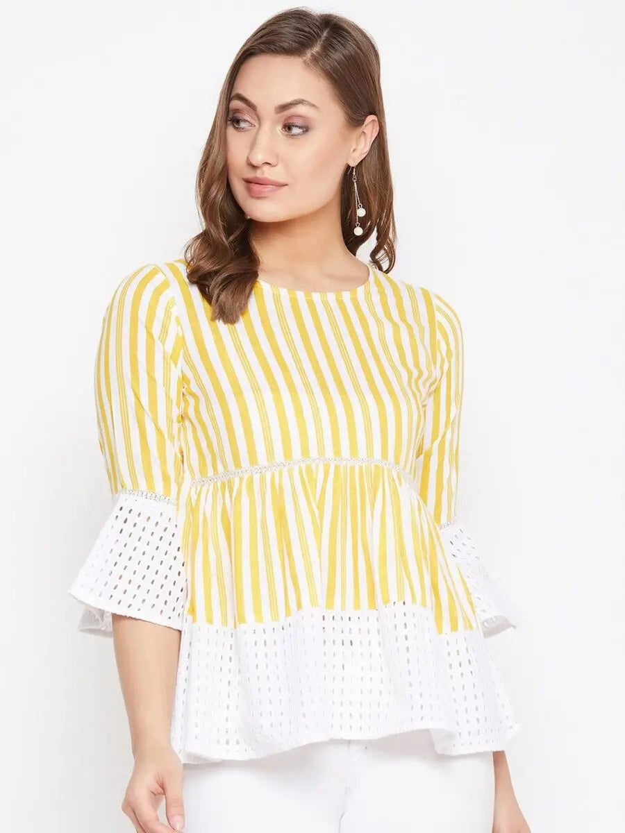 winered-yellow-striped-rayon-empire-waist-top