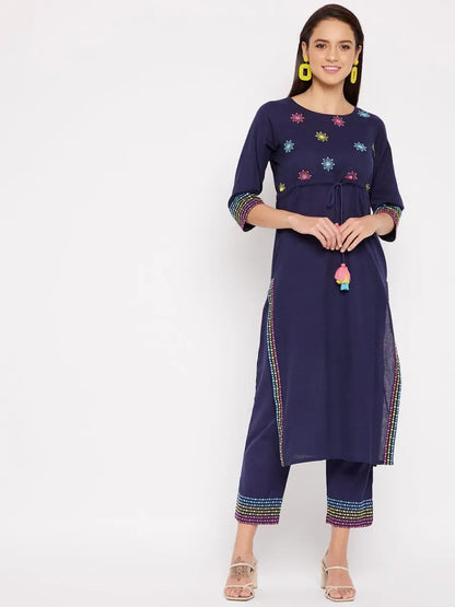 winered-dark-blue-straight-cotton-embroidered-kurta-and-pant-set
