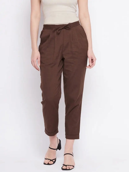 winered-brown-regular-fit-cotton-solid-trouser