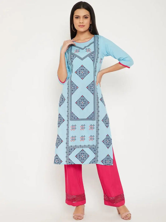winered-sky-blue-straight-cotton-printed-kurta