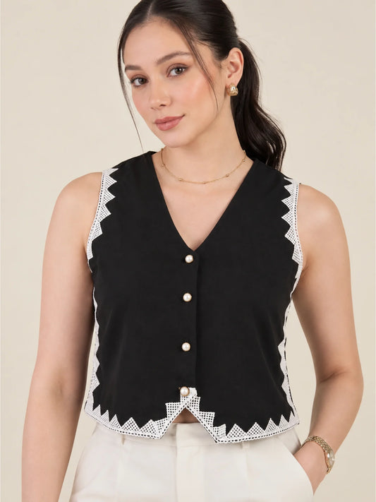 Women Lace Detailed Vest