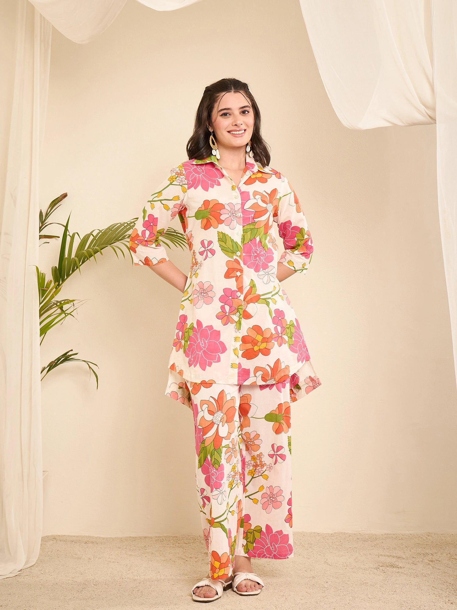 women-cotton-floral-hi-low-co-ord-set