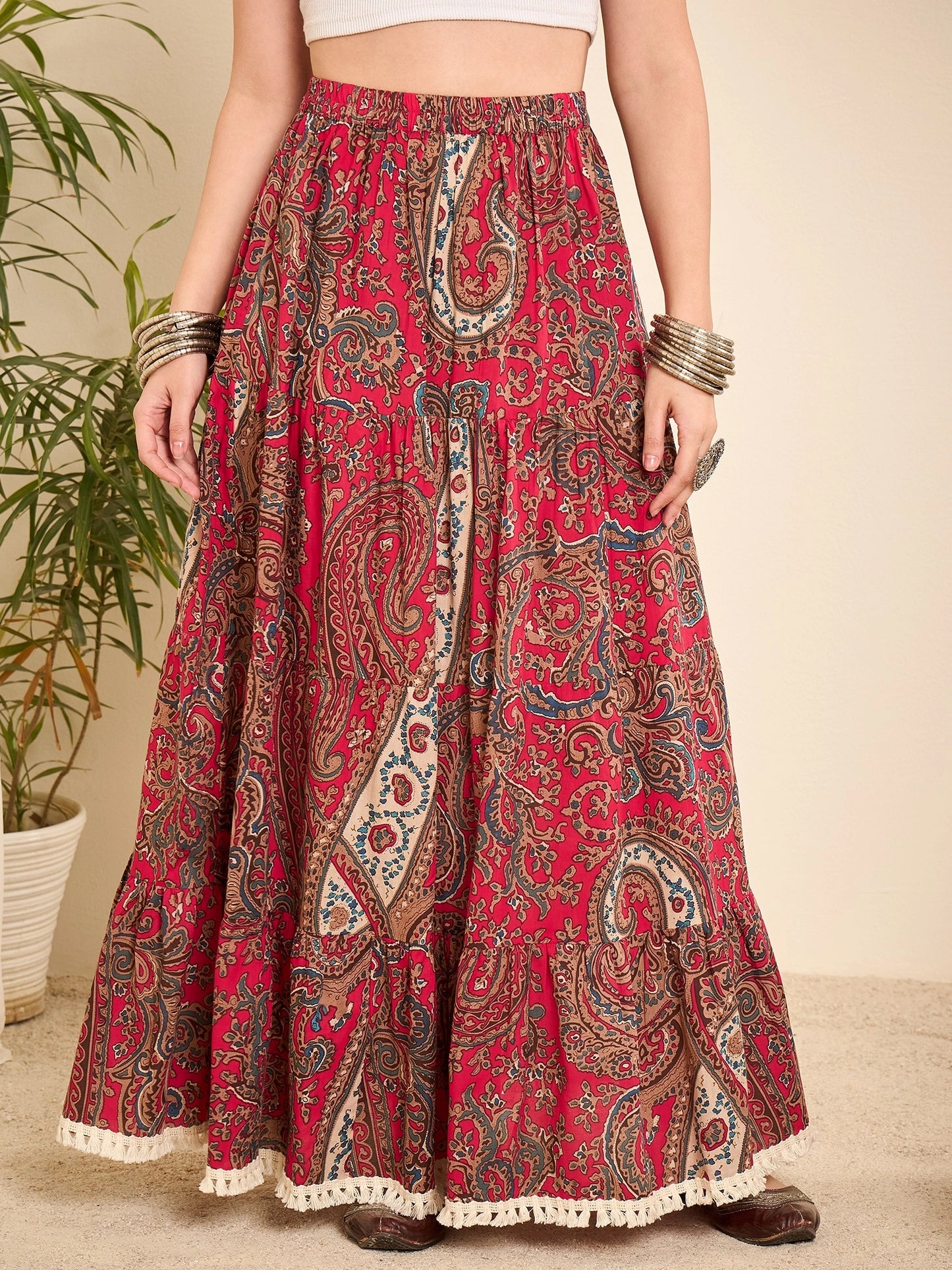 women-pink-cotton-paisley-printed-lace-long-line-skirt