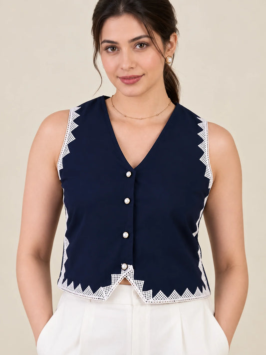 Women Lace Detailed Vest