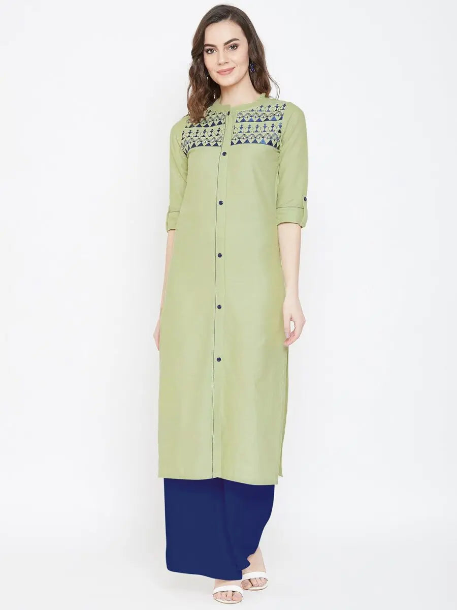 winered-green-embroidered-straight-cotton-kurta